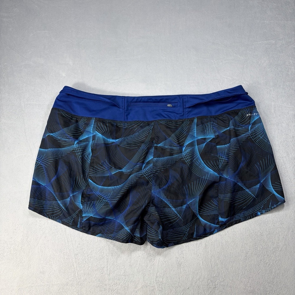 Nike Shorts Women's Size 2XL Dri-Fit Running Shorts Black Blue Activewear - Picture 2 of 11